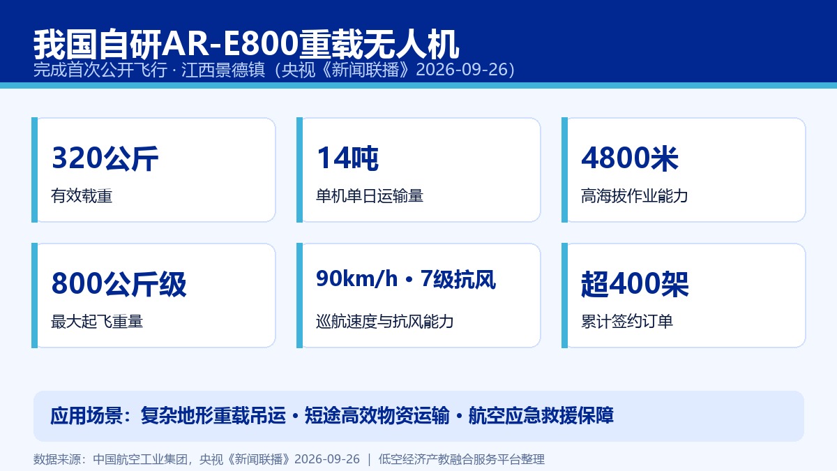 AR-E800重载无人机首次公开飞行关键参数要点卡
